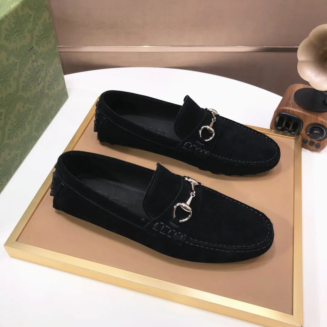 Men's Men's Shoes💰420💰[Gucci GUCCI] (High-end Niuli) New 🍀Gucci*-Gucci Peas Shoes! Made of imported original cowhide, the inner top layer is comfortable cowhide lining! Original wear-resistant rubber outsole! High quality products! Code number 38-44!